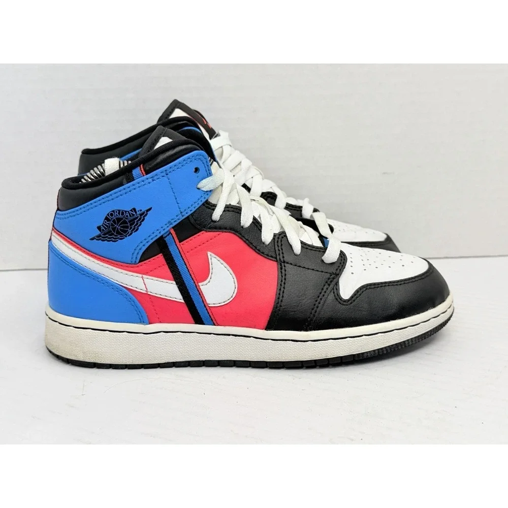 Nike Air Jordan 1 Mid Game Time GS Hyper Pink Blue Black White 6Y CV4891-001
